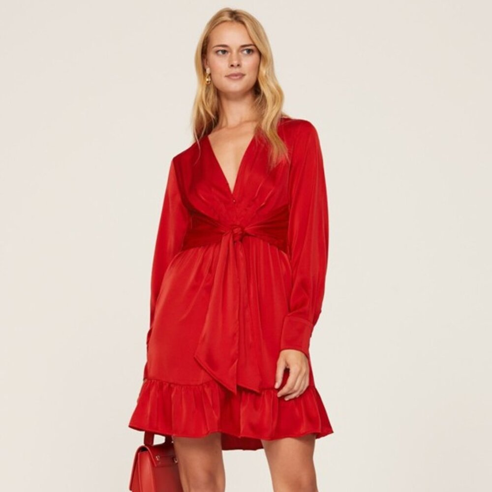 Satin Tie Front Dress